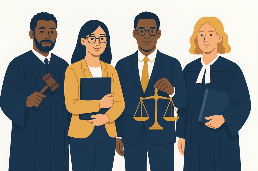 Illustration of legal professionals team